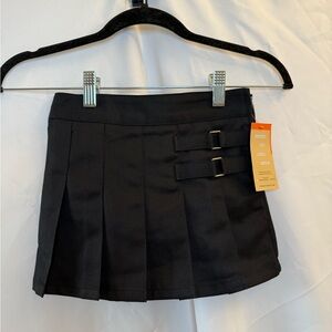 French Toast Black Skirt with Buckle Accents